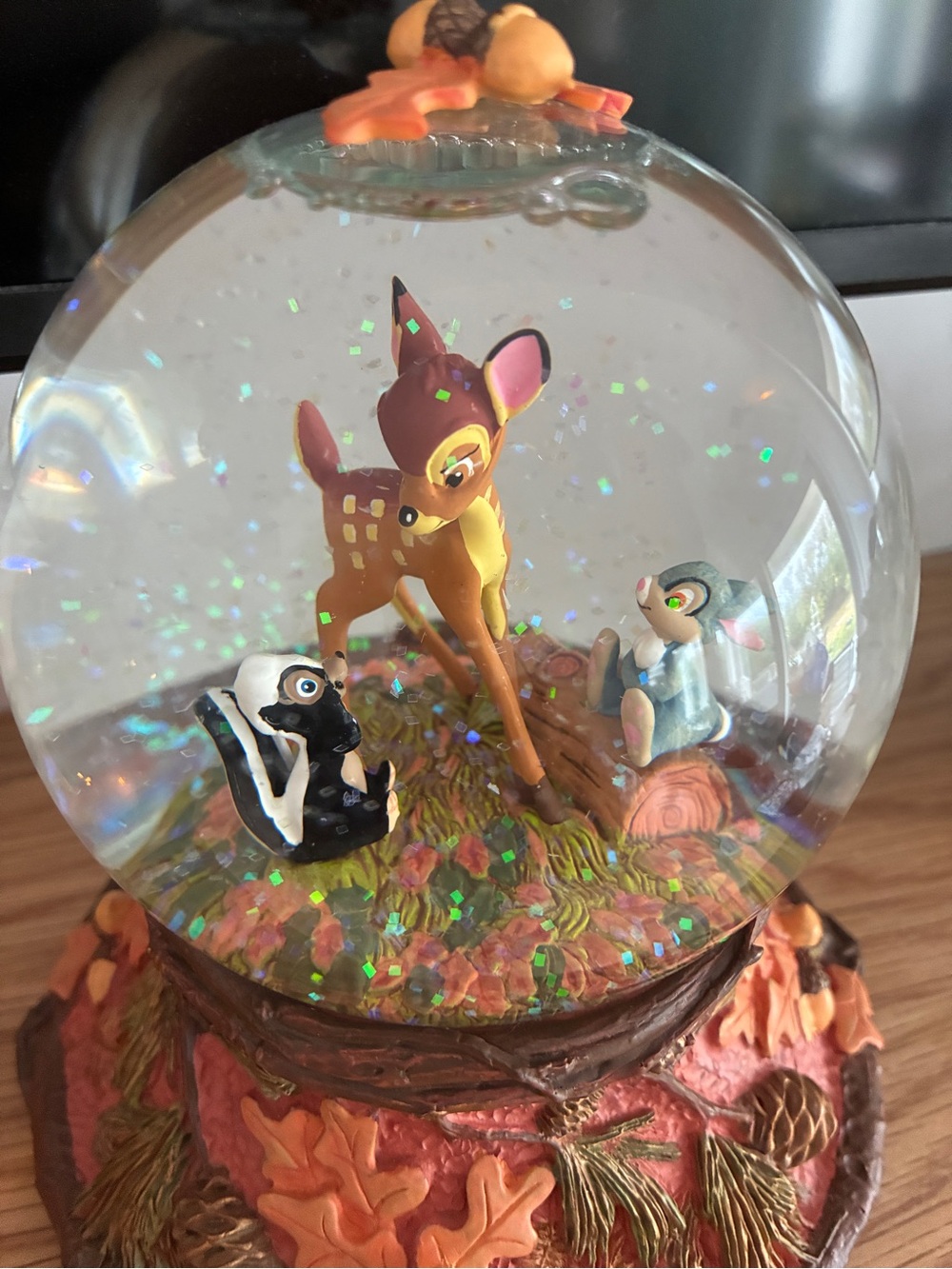 Rare Hallmark Disney Bambi Wonders Within Fall Snowglobe 2014 Flower Thumper